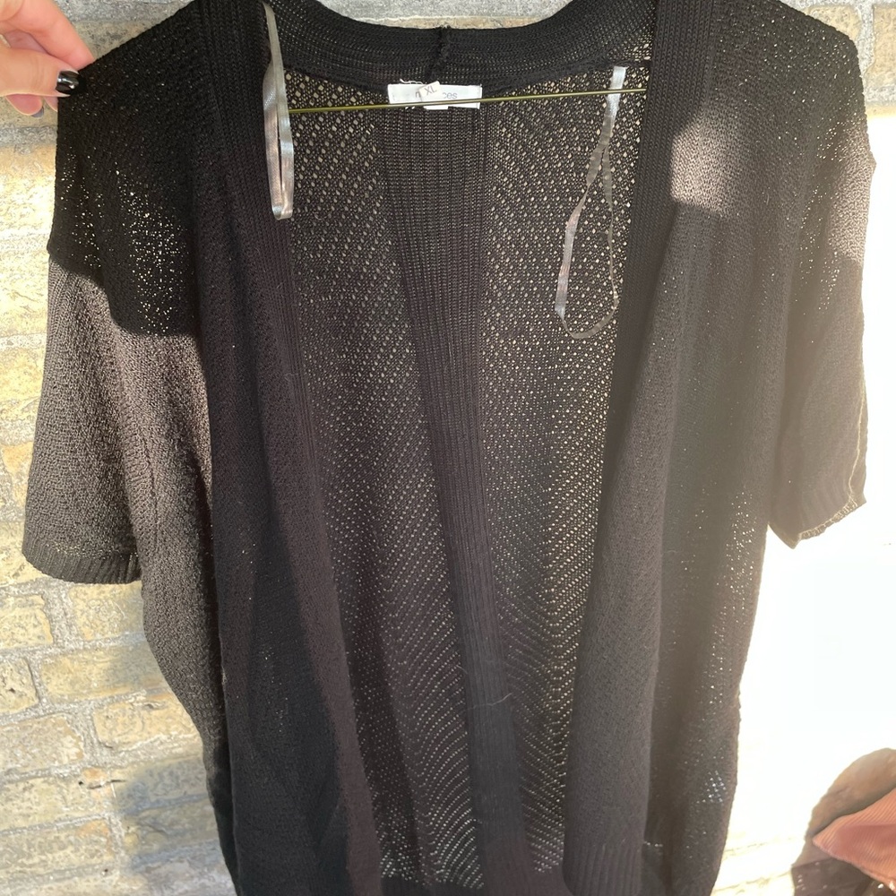 Black Open Knit Cardigan